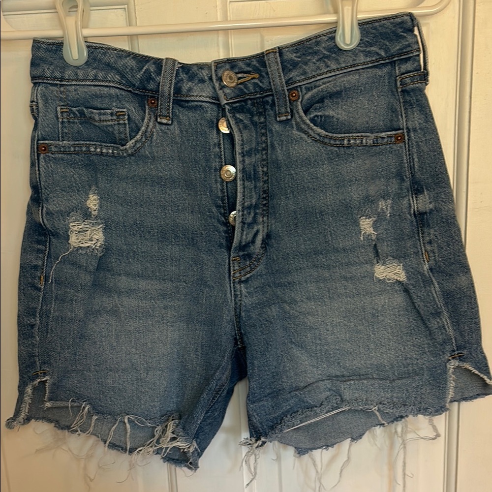 Old Navy Blue High-Waisted Distressed Jean Shorts